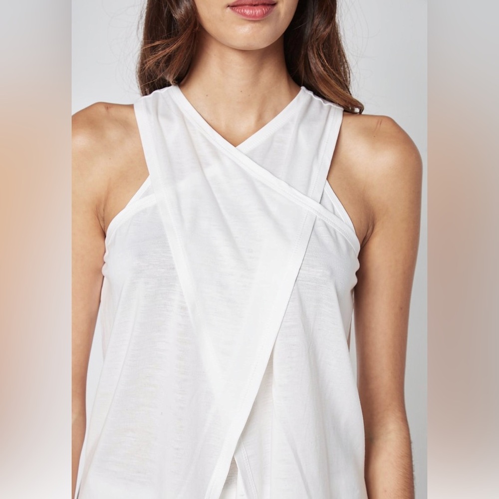 BCBGMAXAZRIA White Crisscross Crossover Halter Blouse Top